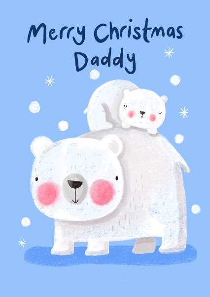 Cute Polar Bears Christmas Card For Daddy Thortful