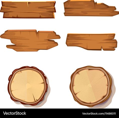 Old Wooden Planks And Saw Cut Tree Trunk Vector Image