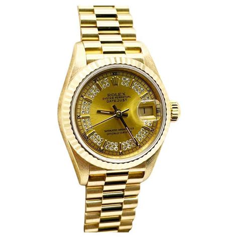 Rolex President Datejust 69178 Factory Diamond Dial 18k Yellow Gold Box Paper For Sale At 1stdibs