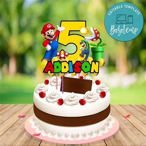 Super Mario Birthday Cake Topper Handlingmind