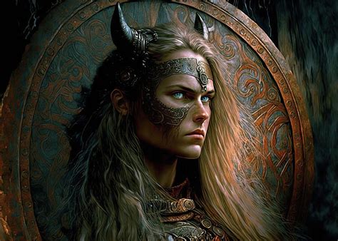 Shieldmaiden Norse Mythology Digital Art By 1 Sascha Schmidt Fine Art America