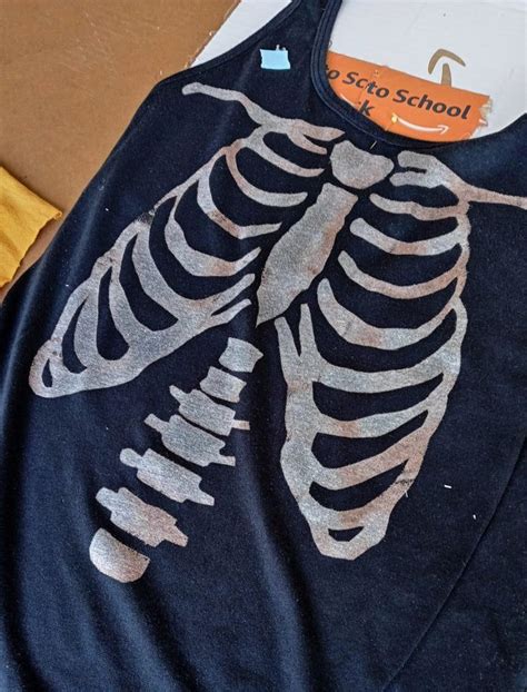 How To Stencil A Bleached Ribcage Shirt Diy Halloween Tutorial