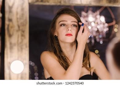 Girl Black Sexy Lingerie Standing By Stock Photo Shutterstock