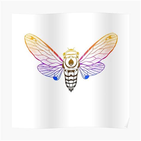 Rainbow Cicada Poster By Angie Doodles Redbubble