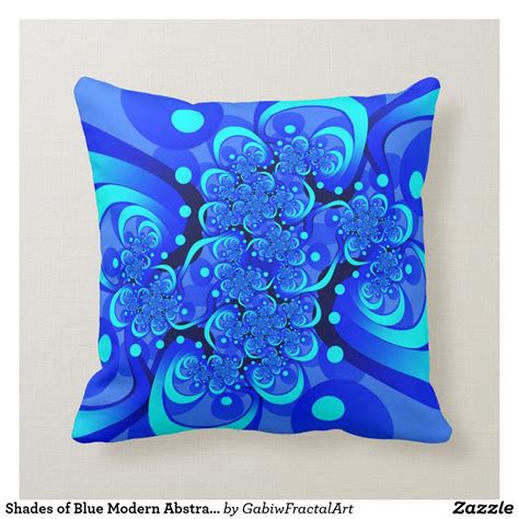 Shades Of Blue Modern Abstract Fractal Art Throw Pillow Zazzle Fractal Art Throw Pillows