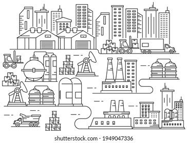 Illustration Industry City Line Art Vector Stock Vector (Royalty Free ...