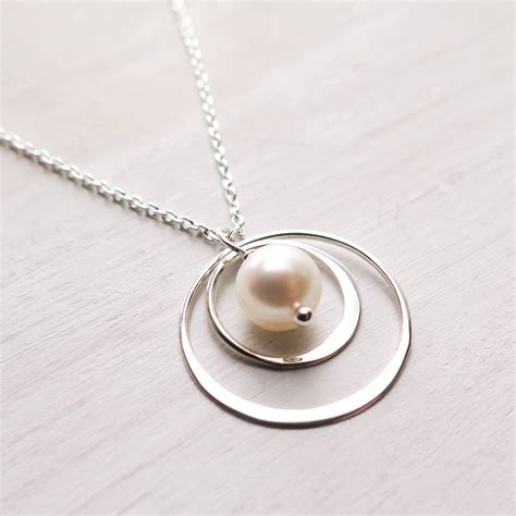Modern Single Pearl Necklace, Sterling Silver