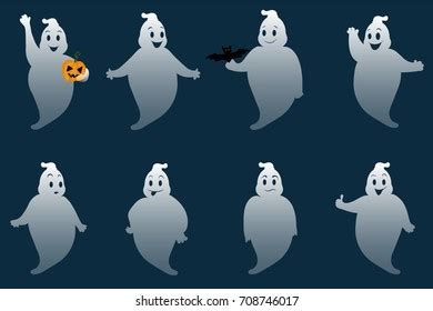 Funny Ghosts Set Cartoon Ghosts Different Stock Vector Royalty Free