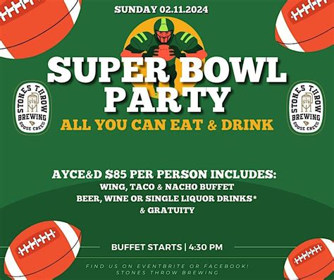 Super Bowl Sunday Ayce And Drink Spectacular 101 Button Hall Avenue