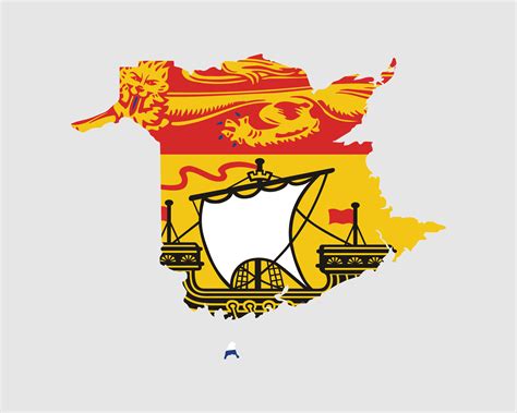 New Brunswick Map Flag. Map of New Brunswick flag. Canadian province