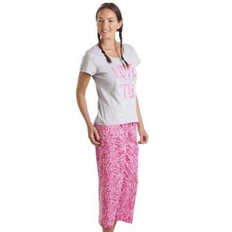 Grey And Pink Leopard Print Love To Dream Motif Pyjamas