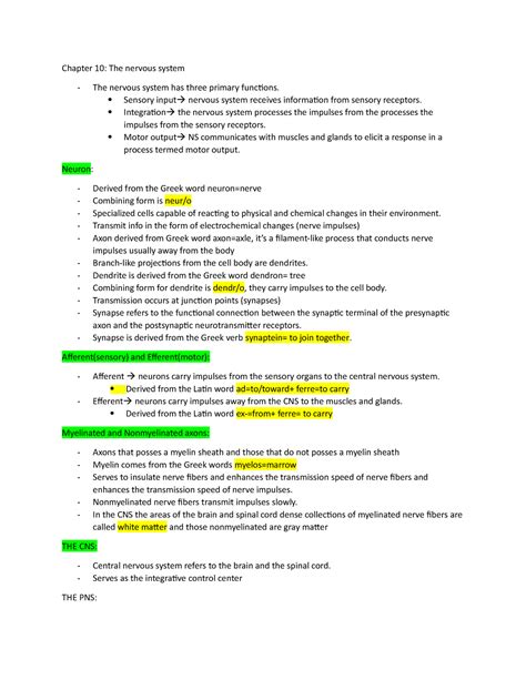 Medterms chapter 10 - Medical terminology notes for module 10 include