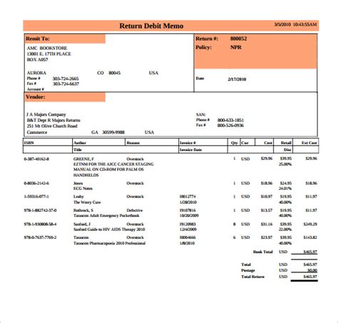 Free 10 Sample Debit Memo Templates In Pdf