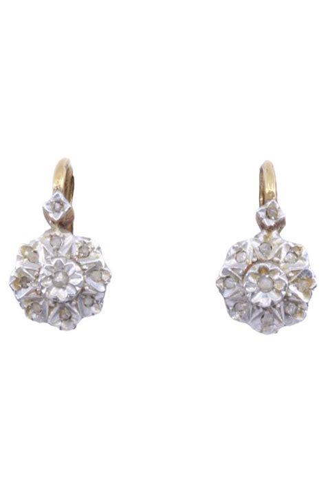 Dormeuses Anciennes 2 Diamants Or 18k Occasion