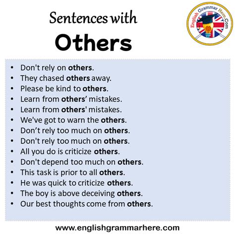 Sentences With Others Others In A Sentence In English Sentences For