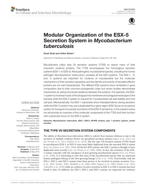 (PDF) Modular Organization of the ESX-5 Secretion System in ... 