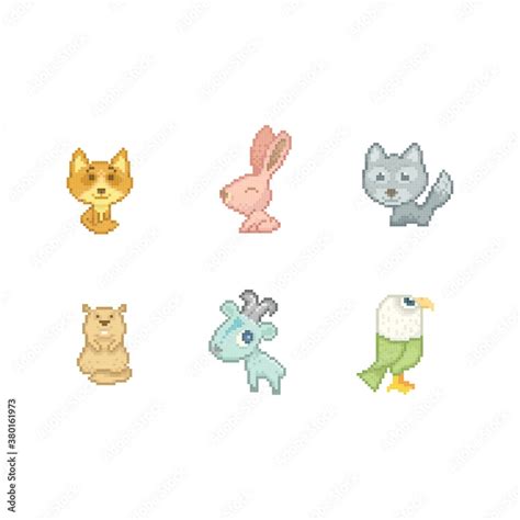 collection of pixel art animals Stock Vector | Adobe Stock