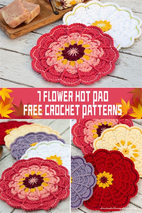 7 Flower Hot Pad Crochet Patterns FREE IGOODideas