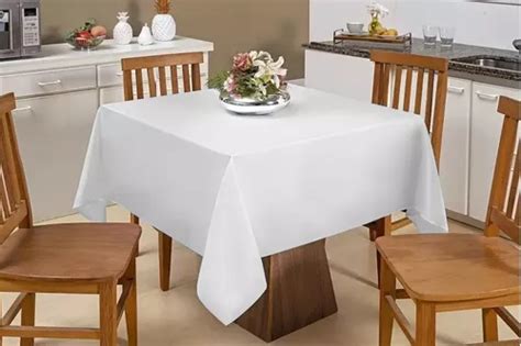 Toalha De Mesa Quadrada X Tecido Oxford Lugares Cor Branco