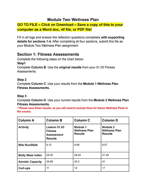 Copy Of Module Two Wellness Plan Module Two Wellness Plan Go To File