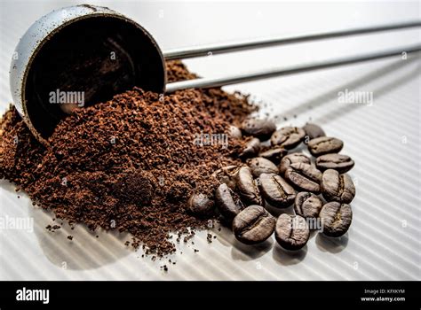 Coffee Beans And Ground Stock Photo Alamy