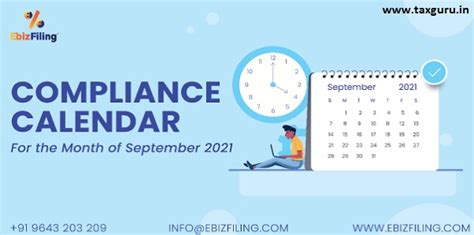 Tax Compliance And Statutory Due Dates For September 2021