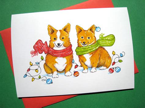 Dog Christmas Card Corgi Dog Christmas Welsh Corgi Holiday - Etsy