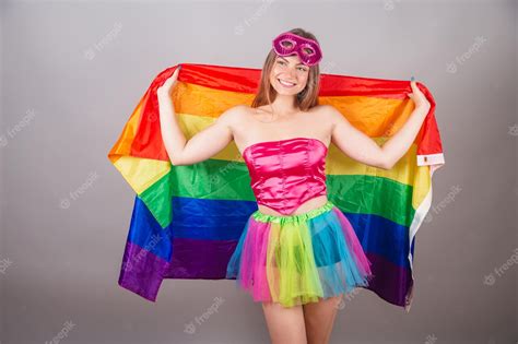 Premium Photo Brazilian Blonde Woman Dressed In Pink Carnival Clothes