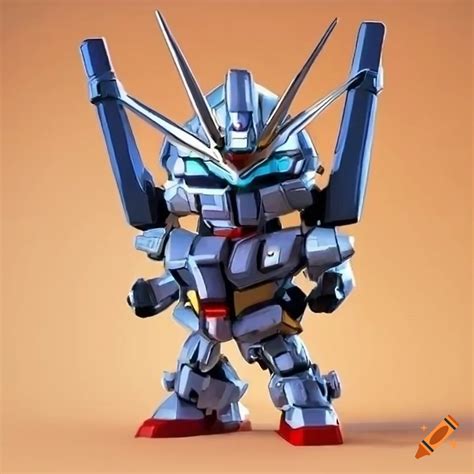 Chibi Gundam Robot With Metallic Armor On Craiyon