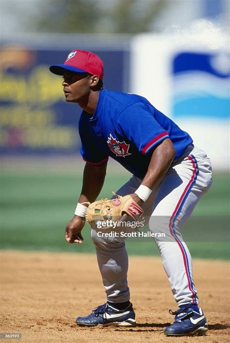 Infielder Homer Bush of the Toronto Blue Jays in action during a ...