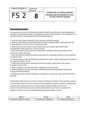 Fs Learning Episode Docx Field Study Learning Episode Fs