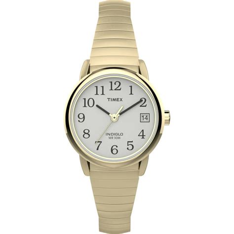 Timex Womens Easy Reader Date Goldwhite 25mm Casual Watch Tapered Expansion Band