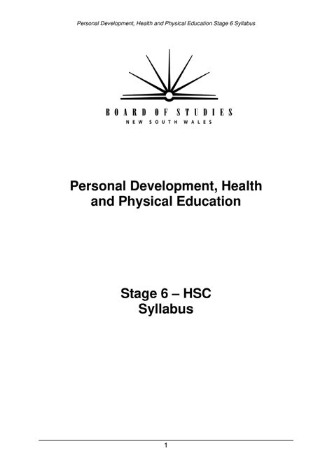 Hsc Pdhpe Syllabus Personal Development Health And Physical Education Stage 6 Hsc Syllabus