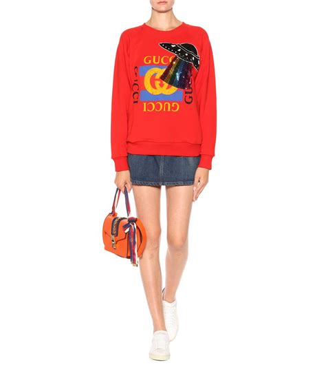 Gucci Jersey Sweatshirt With Ufo Appliqu And 233 Red Modesens