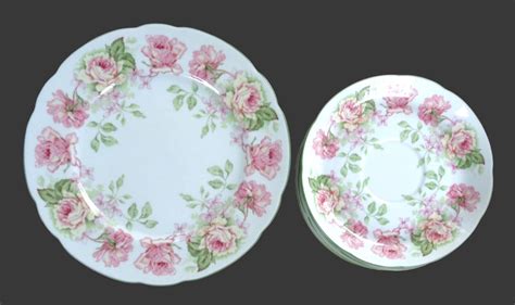 Bernardaud Limoges France Eugenie De Montijo Rose 4 Saucers 4 Dessert