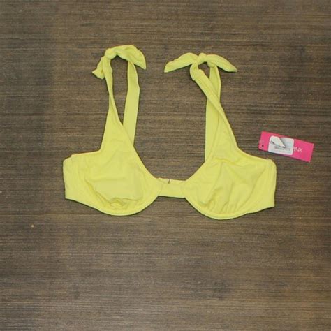 Xhilaration Juniors Ribbed Shoulder Tie Underwire Bikini Top AFJ98T Yellow M 191906076821 EBay