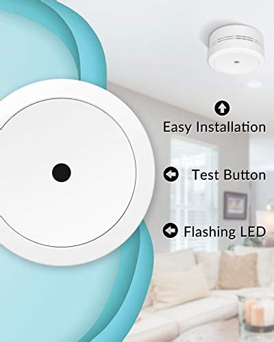 Ecoey Smoke Detector 10 Year Smoke Alarm With Built In 3V Lithium