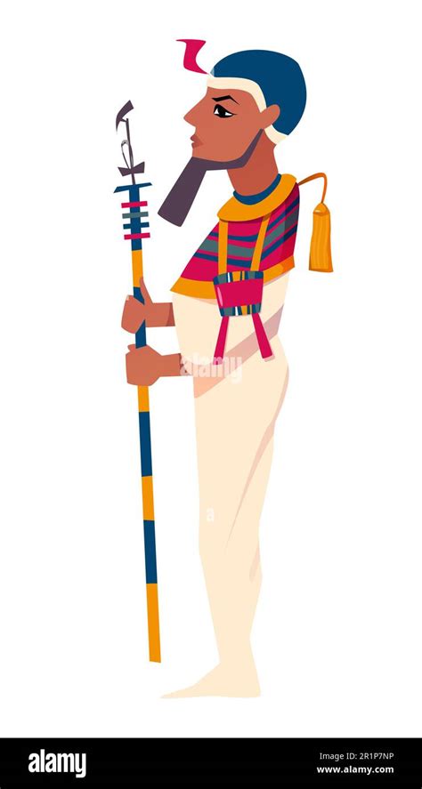 Ancient Egyptian God Ptah Demiurge Of Memphis Flat Vector Illustration