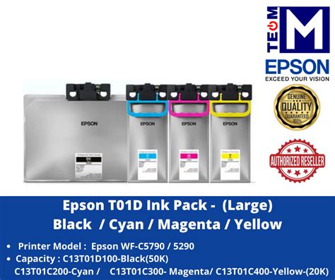 Epson T01D Large Ink Pack C13T01D100 Black 50K C13T01D200 Cyan