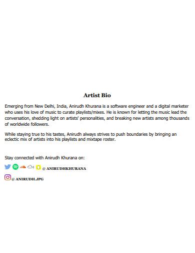 Artist Bio - 29+ Examples, Google Docs, Word, PDF, Apple Pages