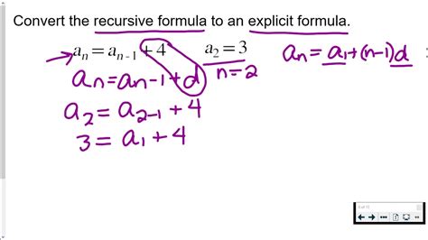 Convert Recursive To Explicit Arithmetic Sequence Youtube