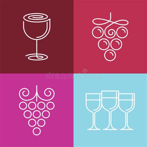 Linha Cones E Logotipos Do Vinho Do Vetor Ilustra O Do Vetor