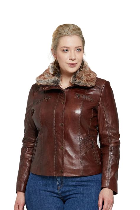 Ashley Graham Women S 100 Real Brown Leather Jacket