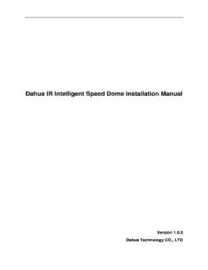 Fillable Online Dahua IR Intelligent Speed Dome Installation Manual Fax