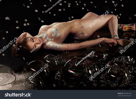 Naked Beautiful Brunette Woman Lying Soap Stock Photo 760964143 Shutterstock