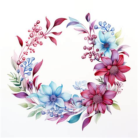 Watercolour Floral Wreath Clipart Flower Wreath Clipart 16 Etsy