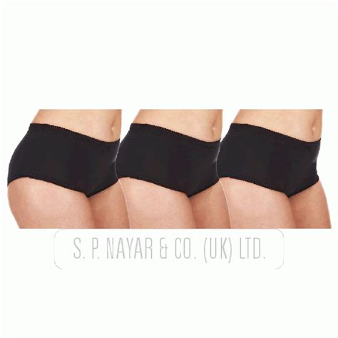 Ladies Cottonique Plain Black Cotton Full Briefs