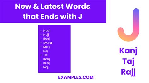 Words That End With J List Meaning Pdf