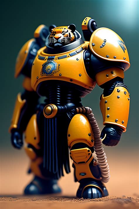 Lexica Bipedal Tiger Space Marine In Heavy Servo Armor Wielding A