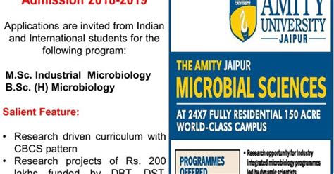 amity jaipur msc industrial microbiology admissions